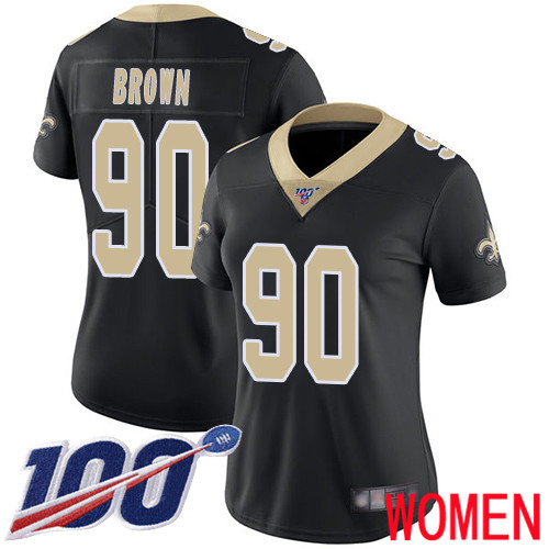 New Orleans Saints Limited Black Women Malcom Brown Home Jersey NFL Football #90 100th Season Vapor Untouchable Jersey